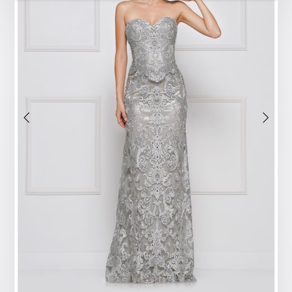 Rina diMontella lace strapless gown, size 8